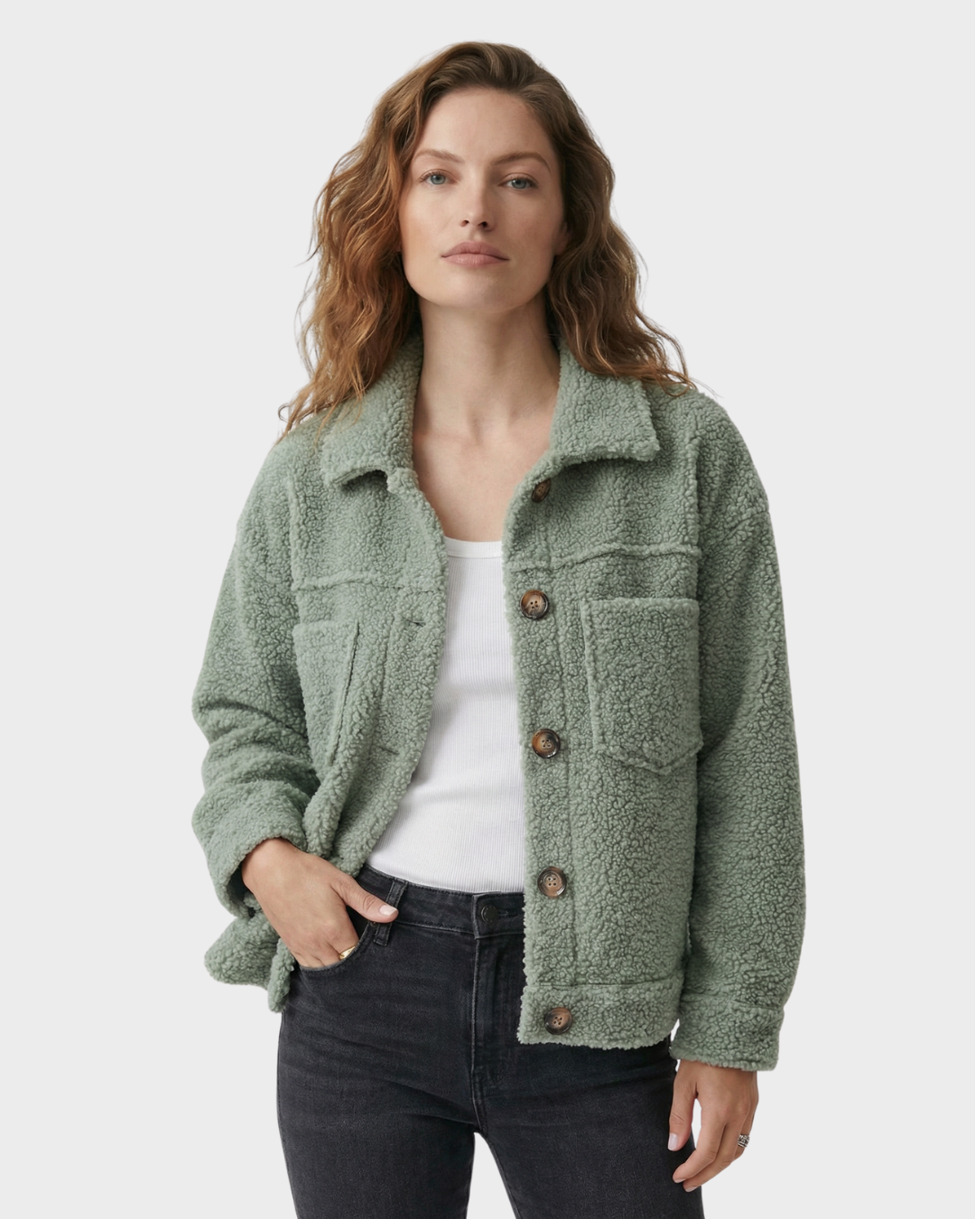 Chaqueta de Piel de Oveja con Botones