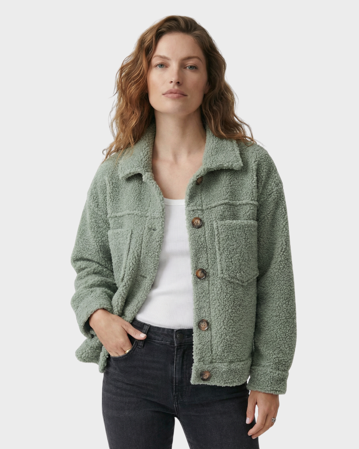 Chaqueta de Piel de Oveja con Botones