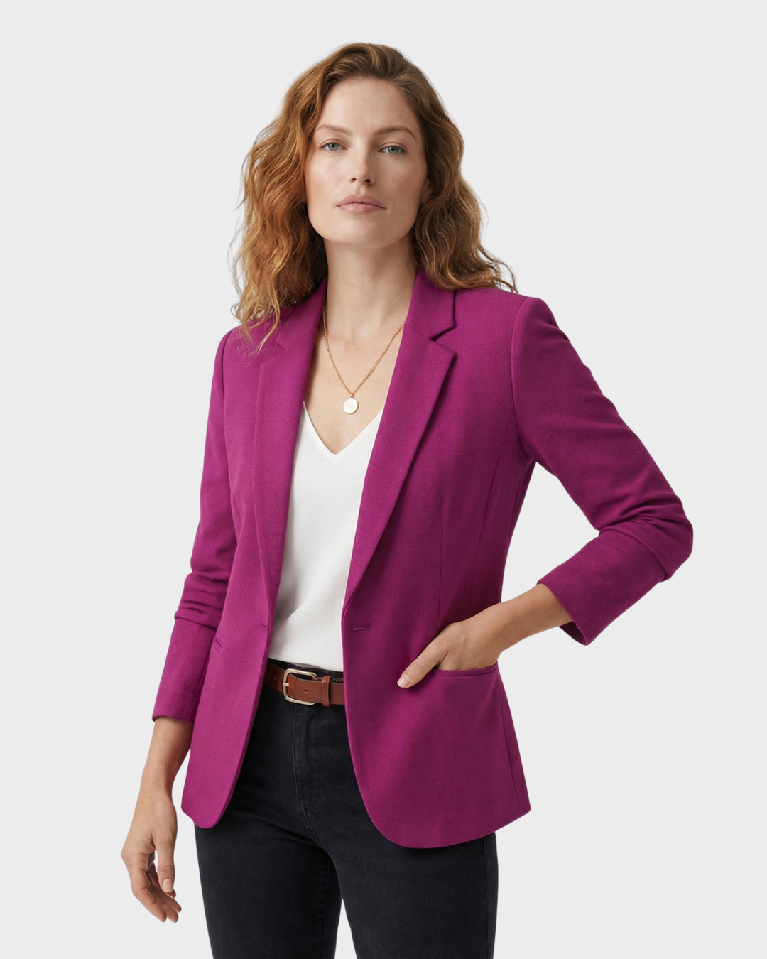 Blazer de Mujer de Corte Clásico para Otoño de Algodón