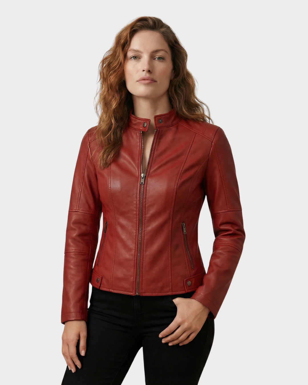 Chaqueta de cuero con cremallera