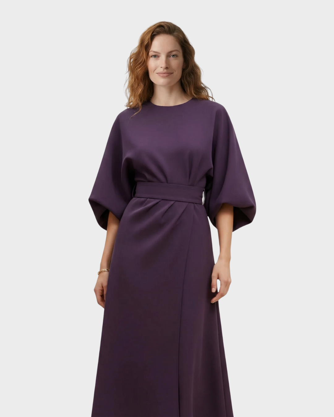 Vestido Midi Mujer con Cinturón Algodón Manga Kimono Elegante Primavera