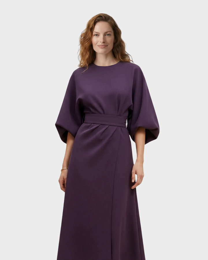 Vestido Midi Mujer con Cinturón Algodón Manga Kimono Elegante Primavera