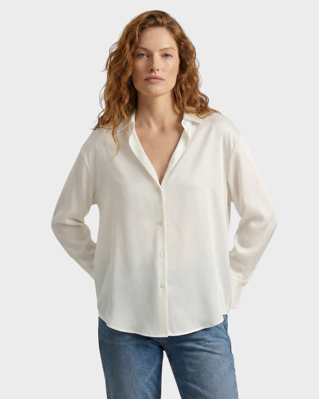 Blusa Satinada de Manga Larga