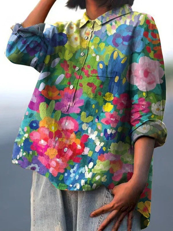 Lucía | Camisa Casual de Estilo Vintage con Motivo Floral para Mujeres
