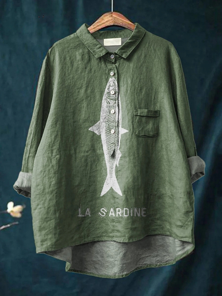 Amparo | Camiseta Casual con Estampado de Sardina