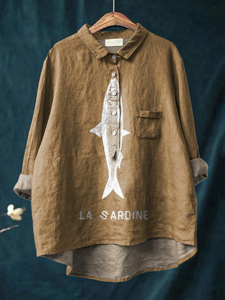 Amparo | Camiseta Casual con Estampado de Sardina