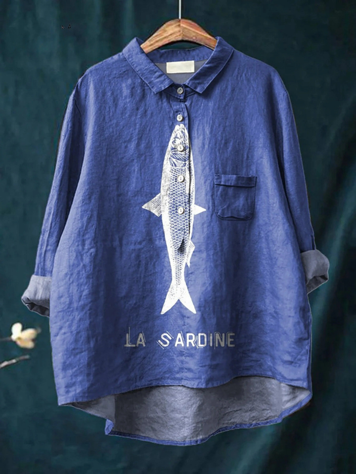 Amparo | Camiseta Casual con Estampado de Sardina