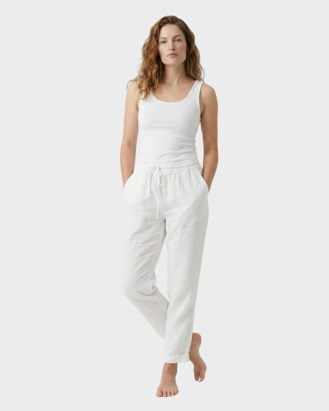 Pantalón de Lino Ajustado para Primavera