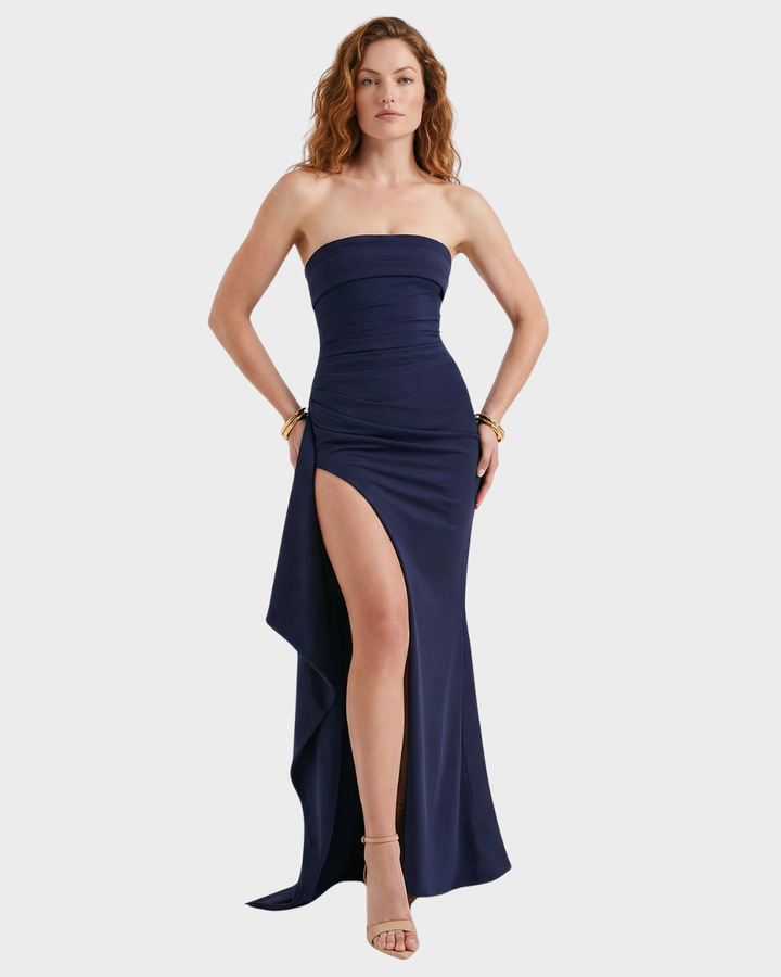 Vestido largo de fiesta sin tirantes