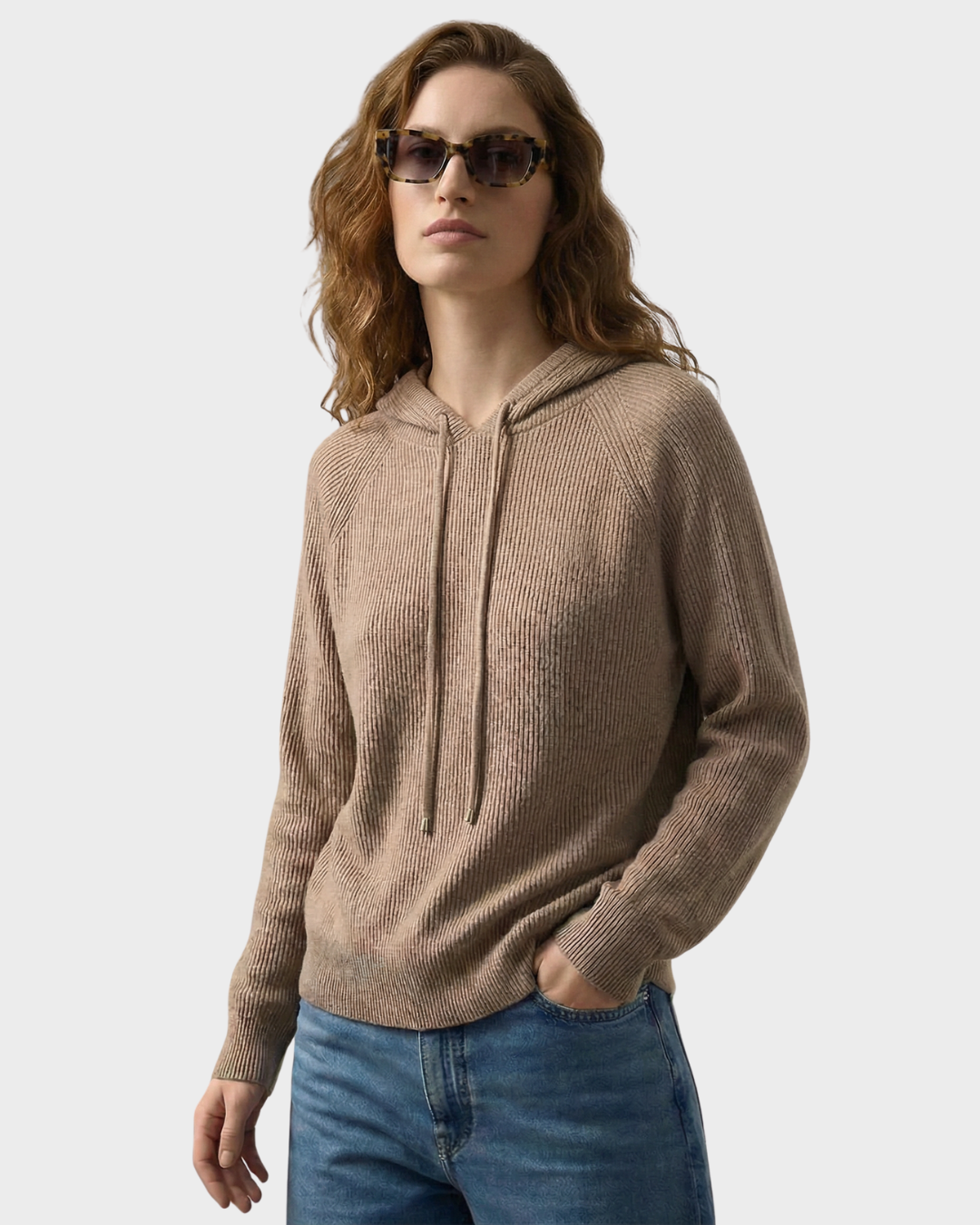 Suéter con capucha de algodón para mujer