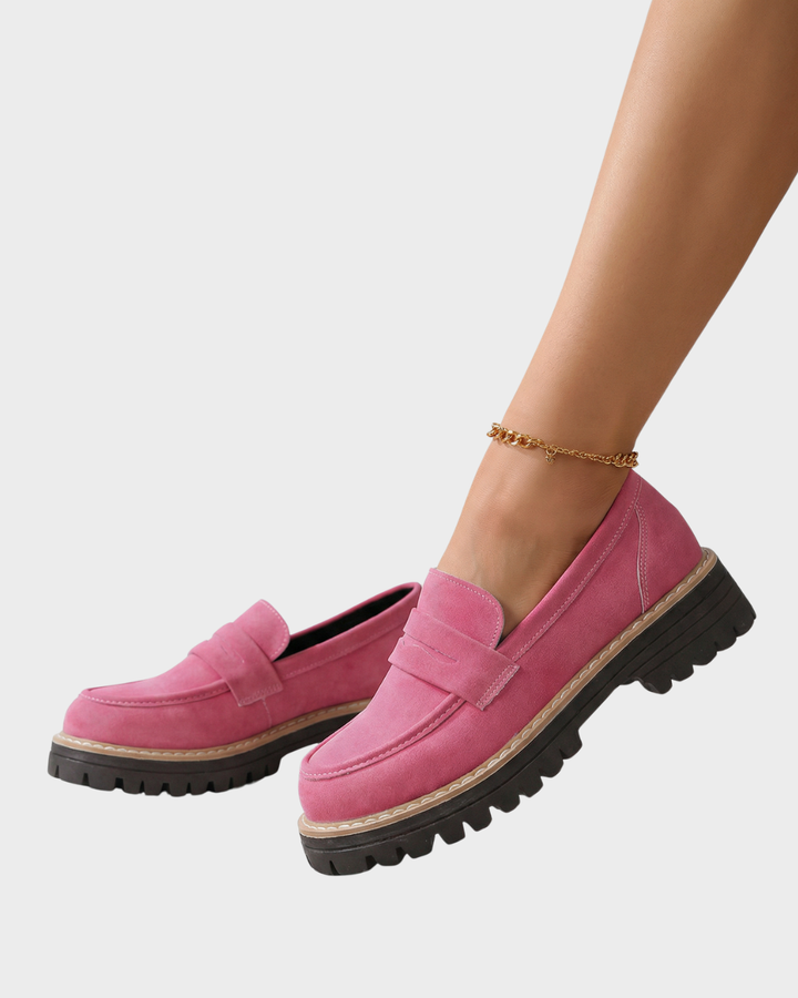 Loafers de gamuza con suela gruesa para mujer