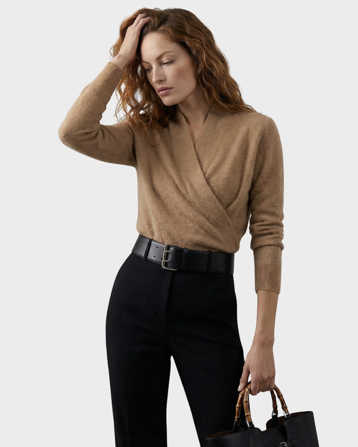 Suéter de mujer de lana cruzado