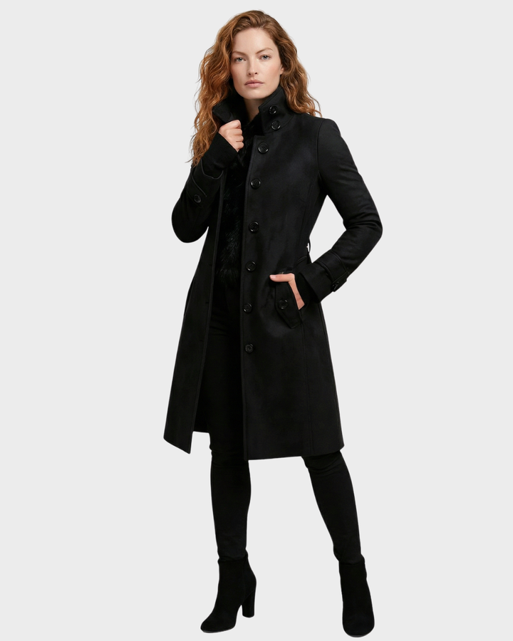 Abrigo largo de mujer con botones
