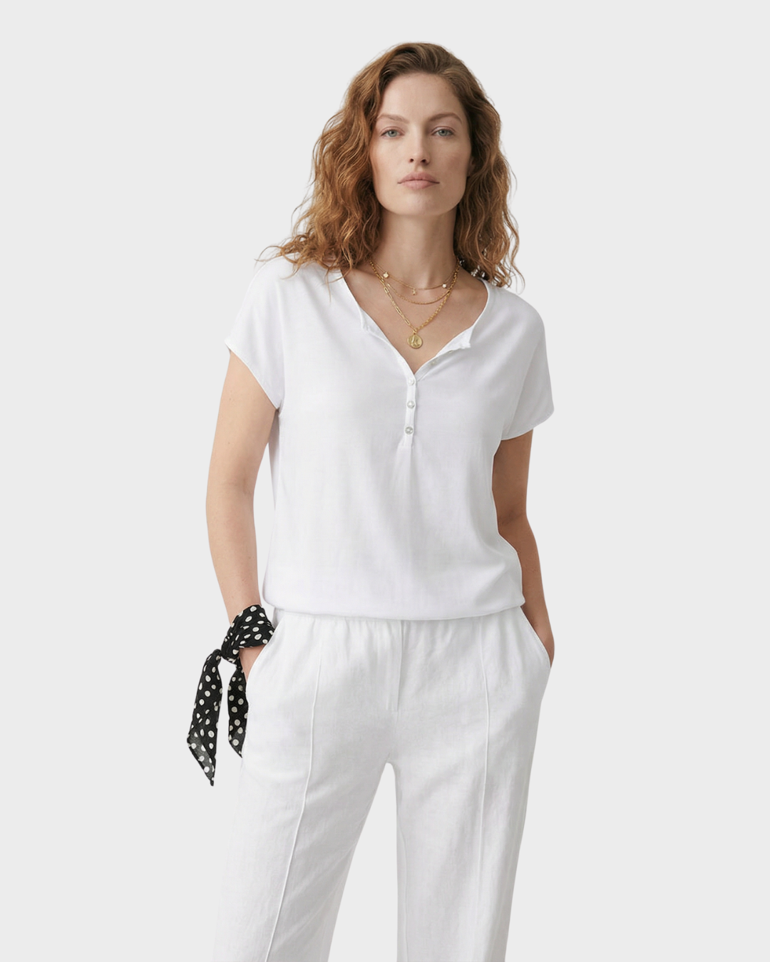 Blusa de Satén Manga Corta para Mujer