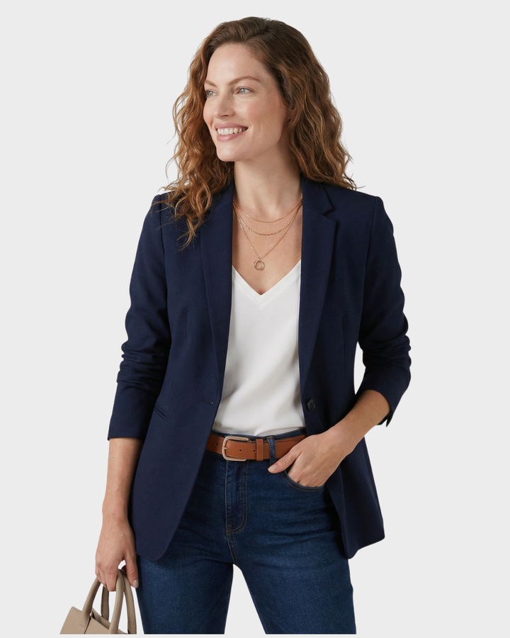 Blazer de Mujer de Corte Clásico para Otoño de Algodón
