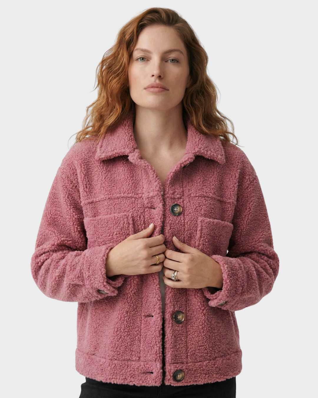 Chaqueta de Piel de Oveja con Botones