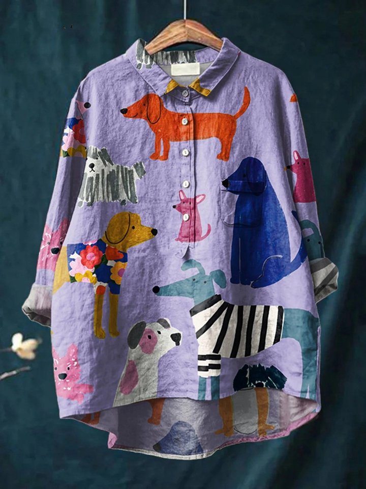 Paula | Camiseta Casual con Estampado de Perros