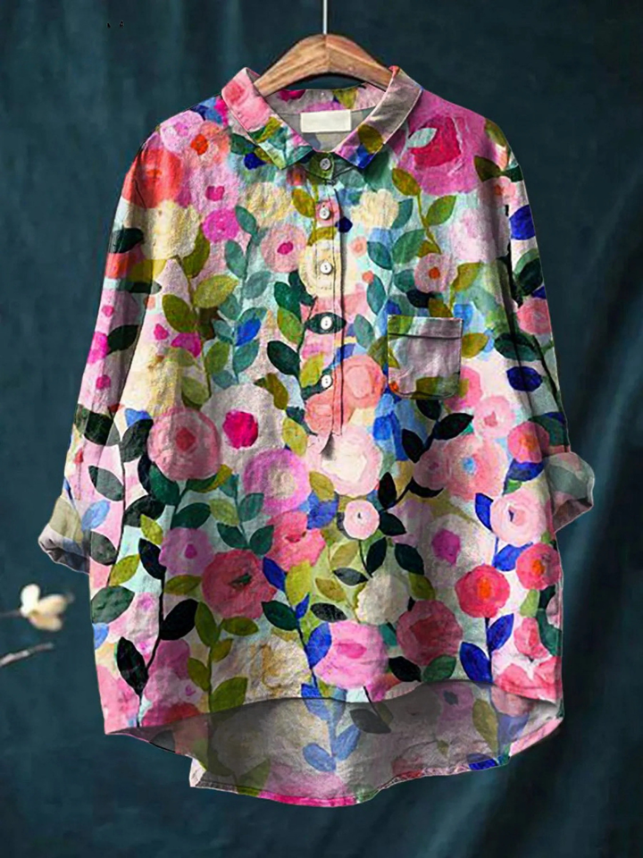Mónica | Camisa Casual de Mujer con Estampado Floral Colorido de Primavera