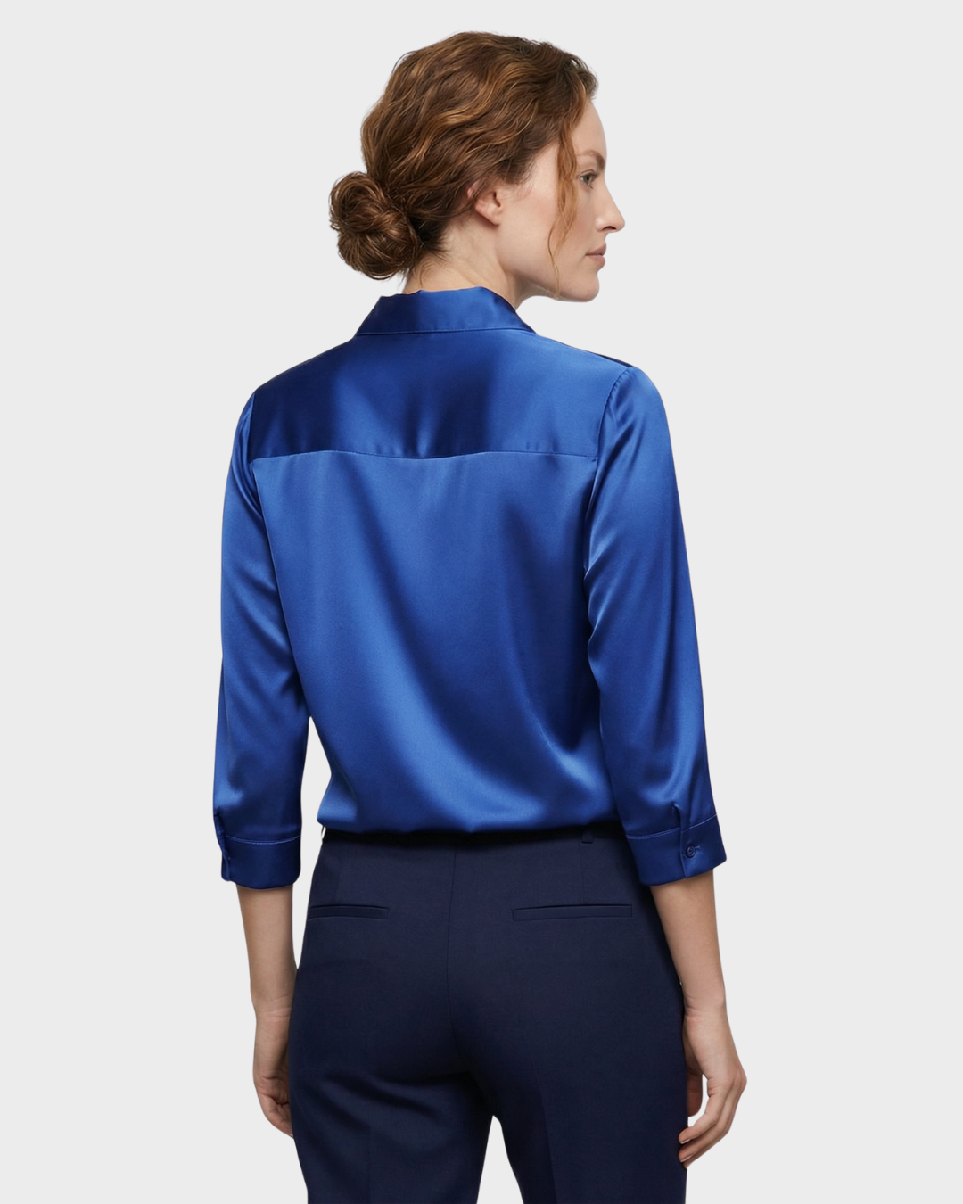 Blusa de Satén con Cuello en V