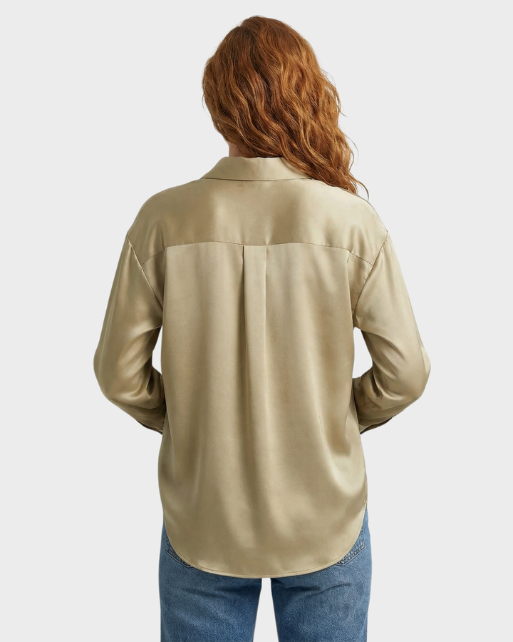 Blusa Satinada de Manga Larga