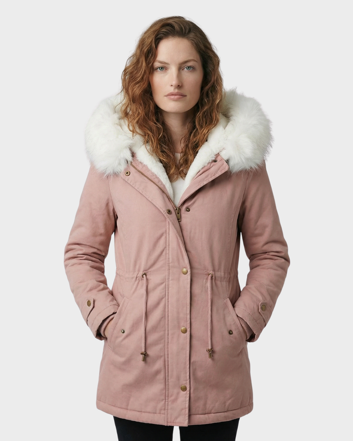 Abrigo de Invierno con Capucha de Piel Sintética y Cinturón para Mujer