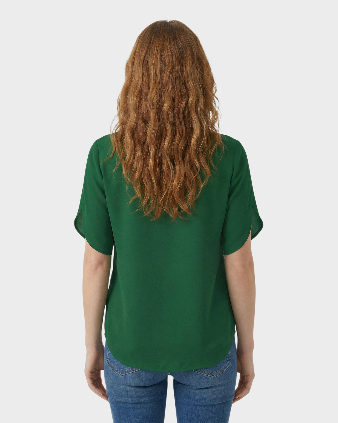 Blusa Satinada de Manga Corta