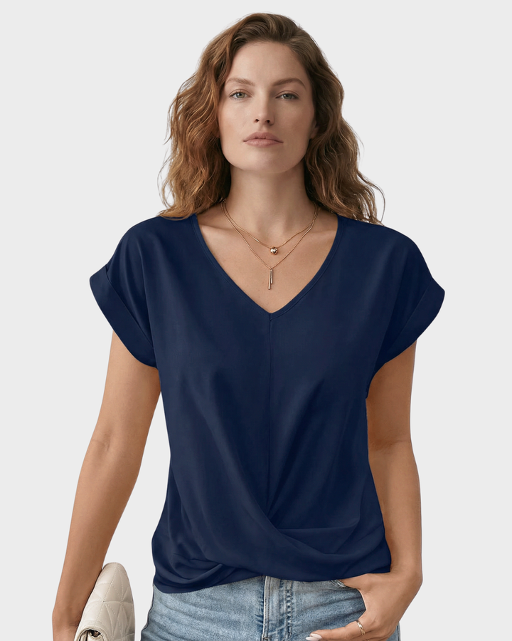 Blusa de algodón con cuello en V