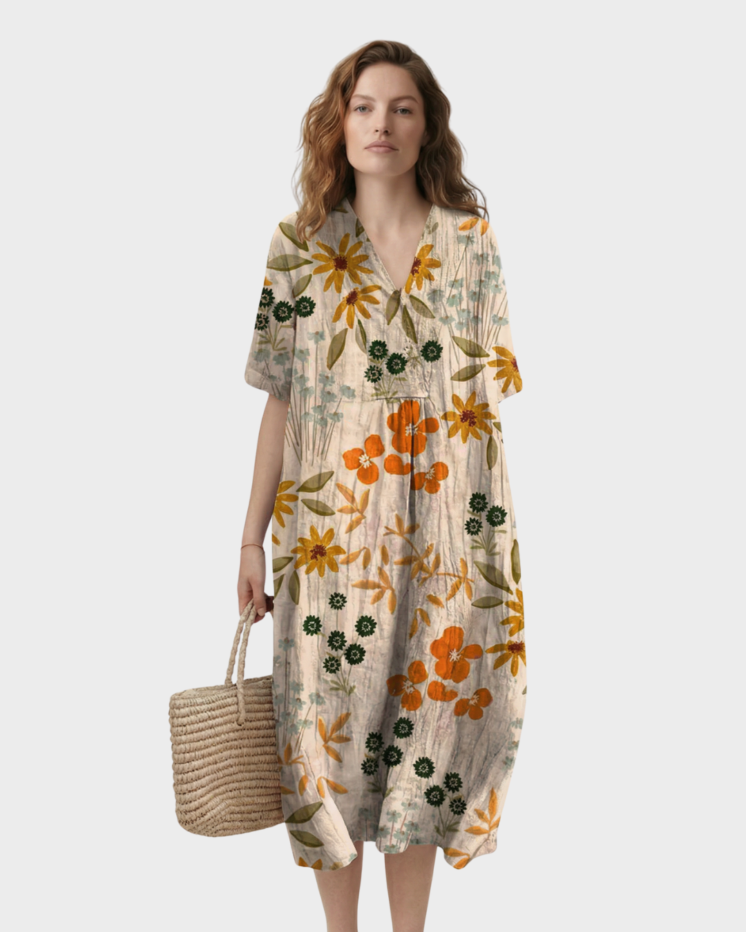 Vestido Largo Mujer Algodón Estampado Floral