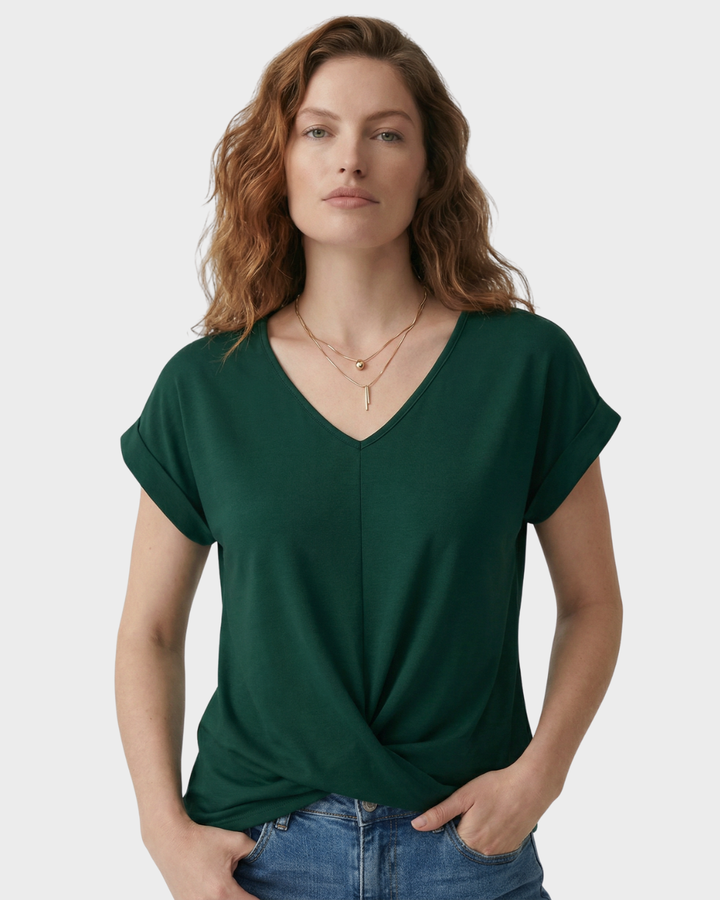 Blusa de algodón con cuello en V