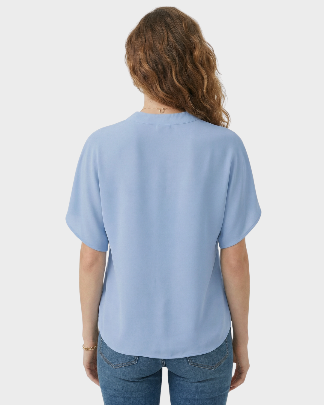 Blusa Satinada de Manga Corta