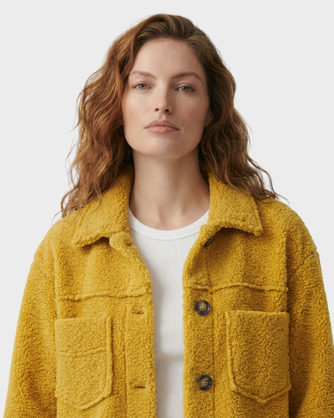 Chaqueta de Piel de Oveja con Botones