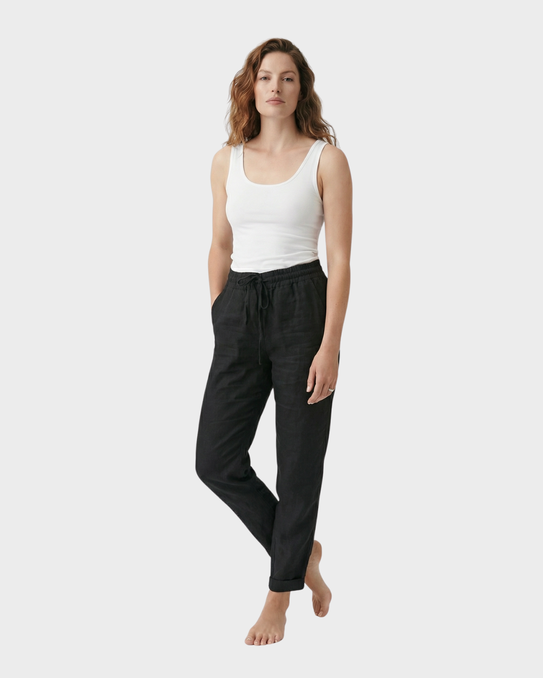 Pantalón de Lino Ajustado para Primavera