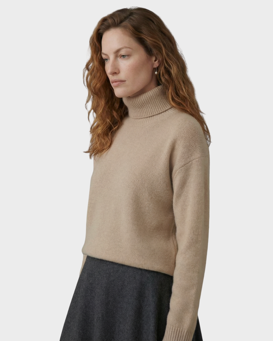 Suéter de lana de cuello alto para mujer