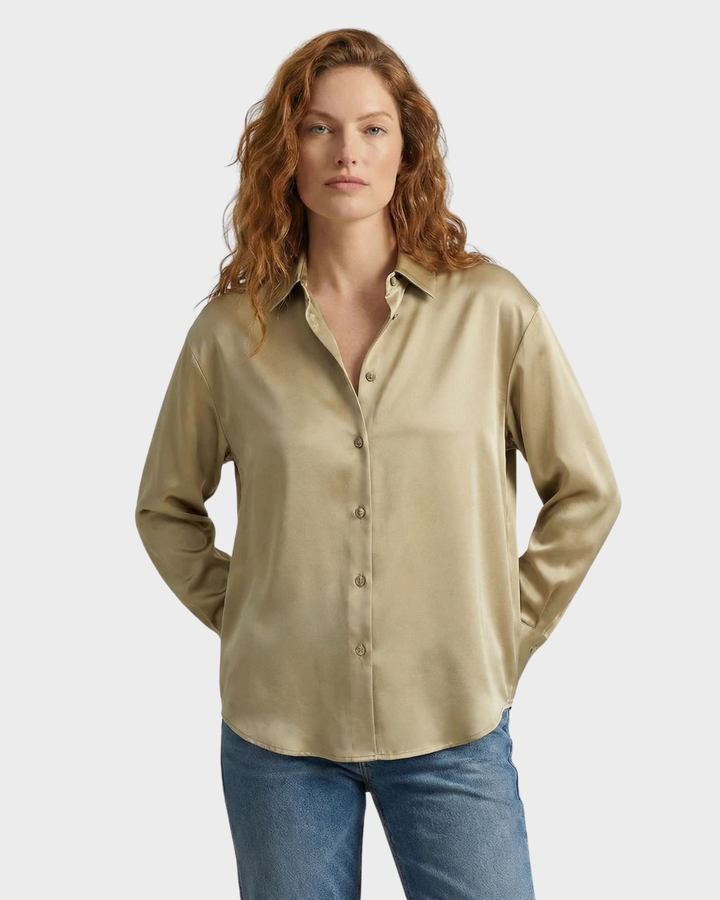 Blusa Satinada de Manga Larga