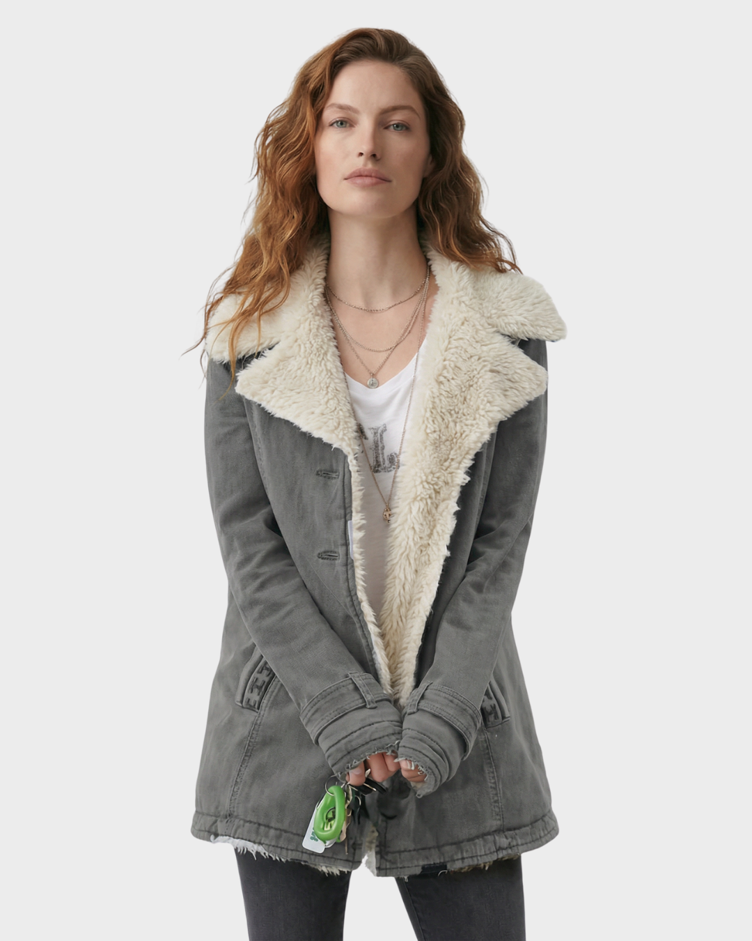 Abrigo de lana con forro de borreguillo