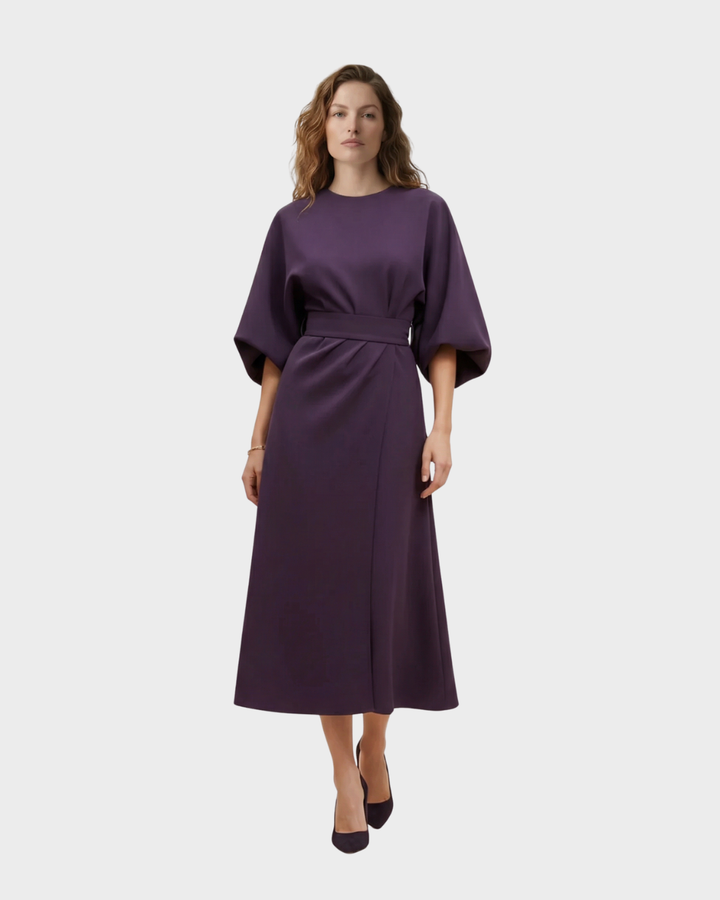 Vestido Midi Mujer con Cinturón Algodón Manga Kimono Elegante Primavera