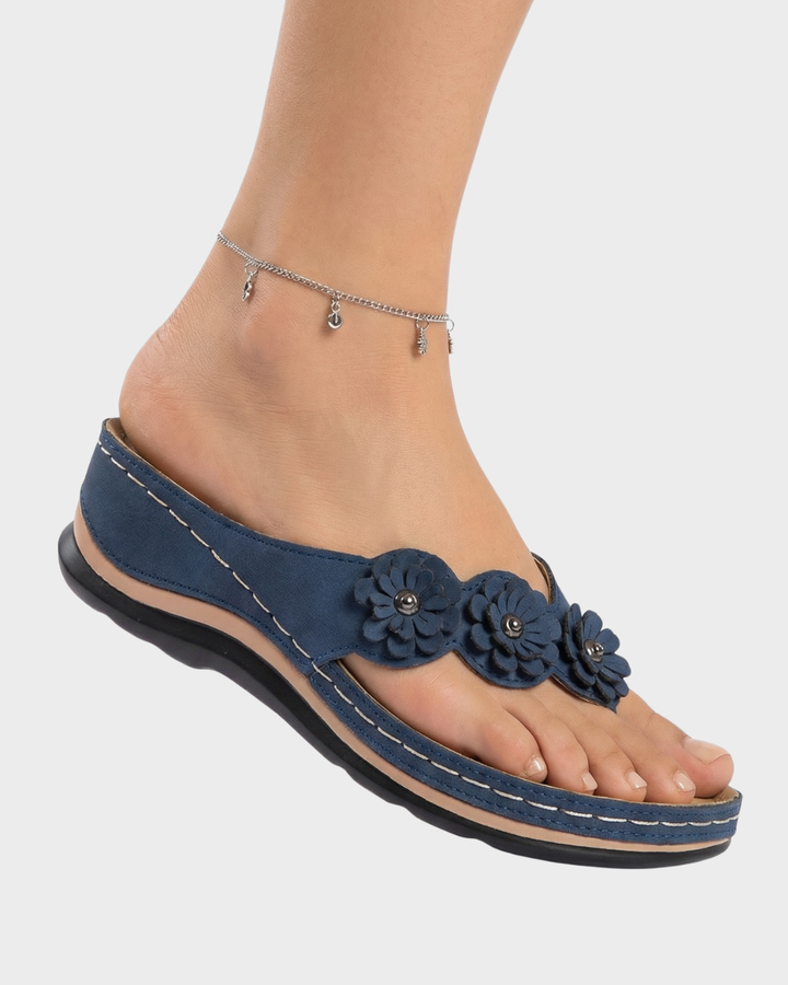 Sandalias de plataforma con flores para mujer