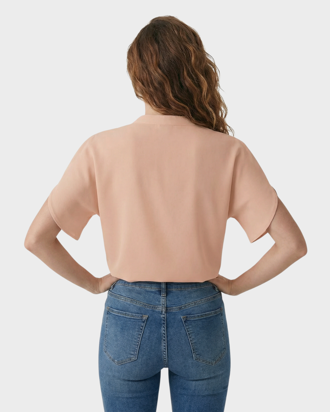 Blusa Satinada de Manga Corta