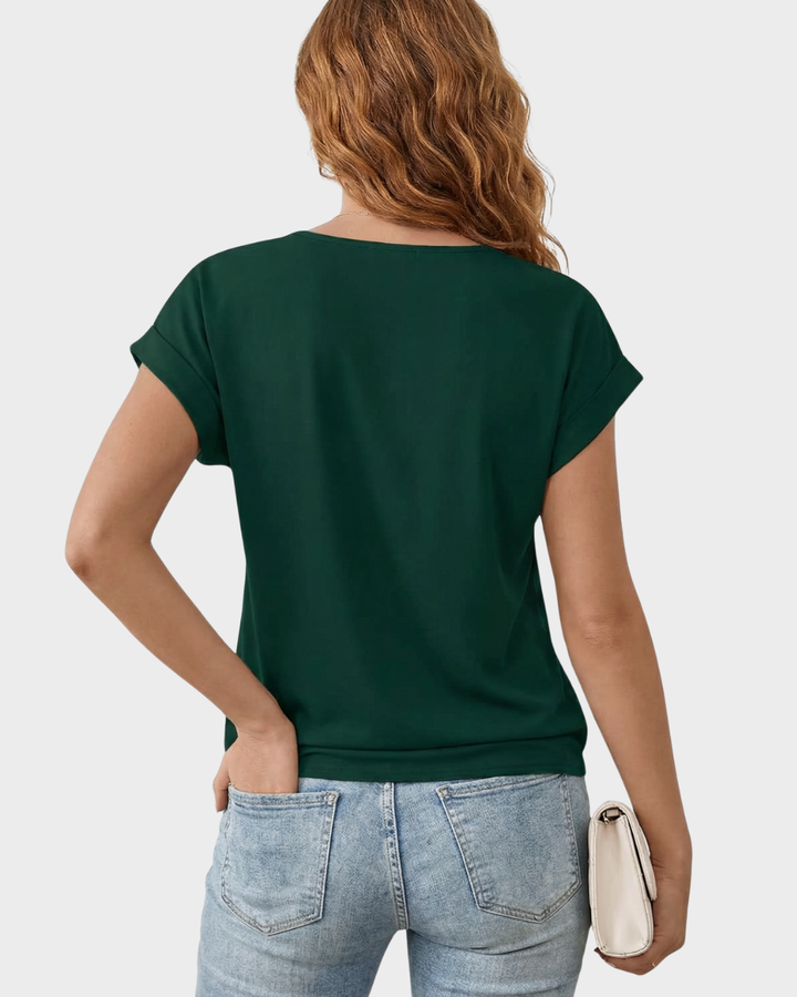 Blusa de algodón con cuello en V