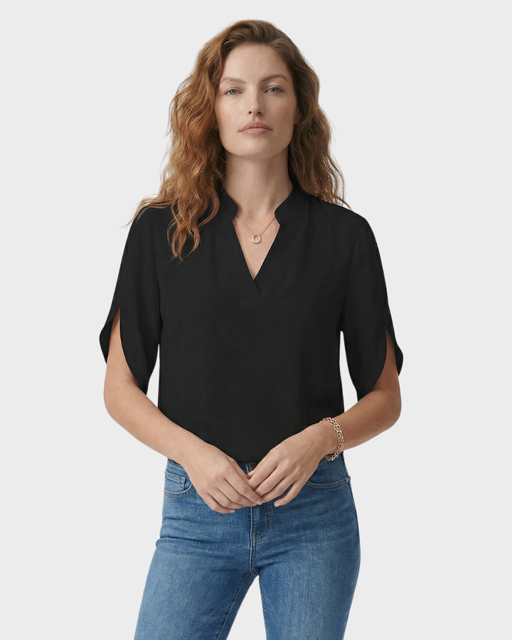 Blusa Satinada de Manga Corta