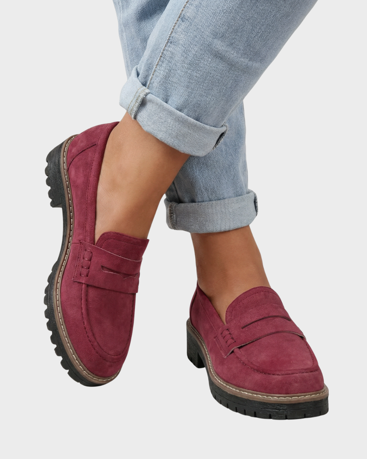 Loafers de gamuza con suela gruesa para mujer