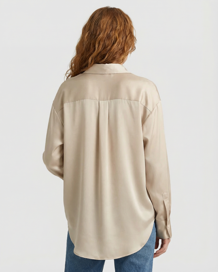 Blusa Satinada de Manga Larga