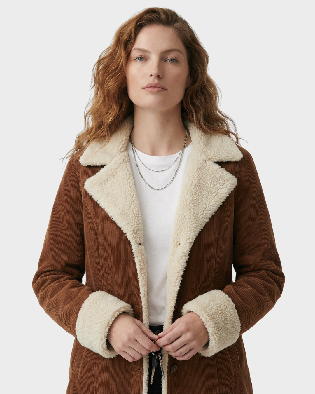 Abrigo de lana con forro de borreguillo