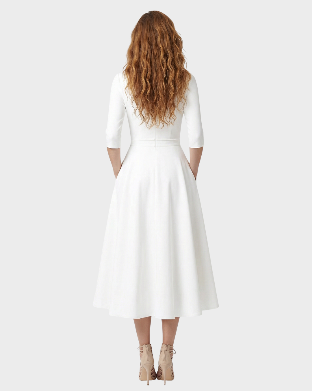 Vestido midi de algodón con escote