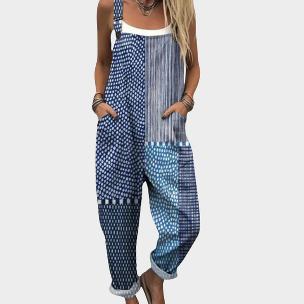 Isaline | patchwork azul gráfico estilizado