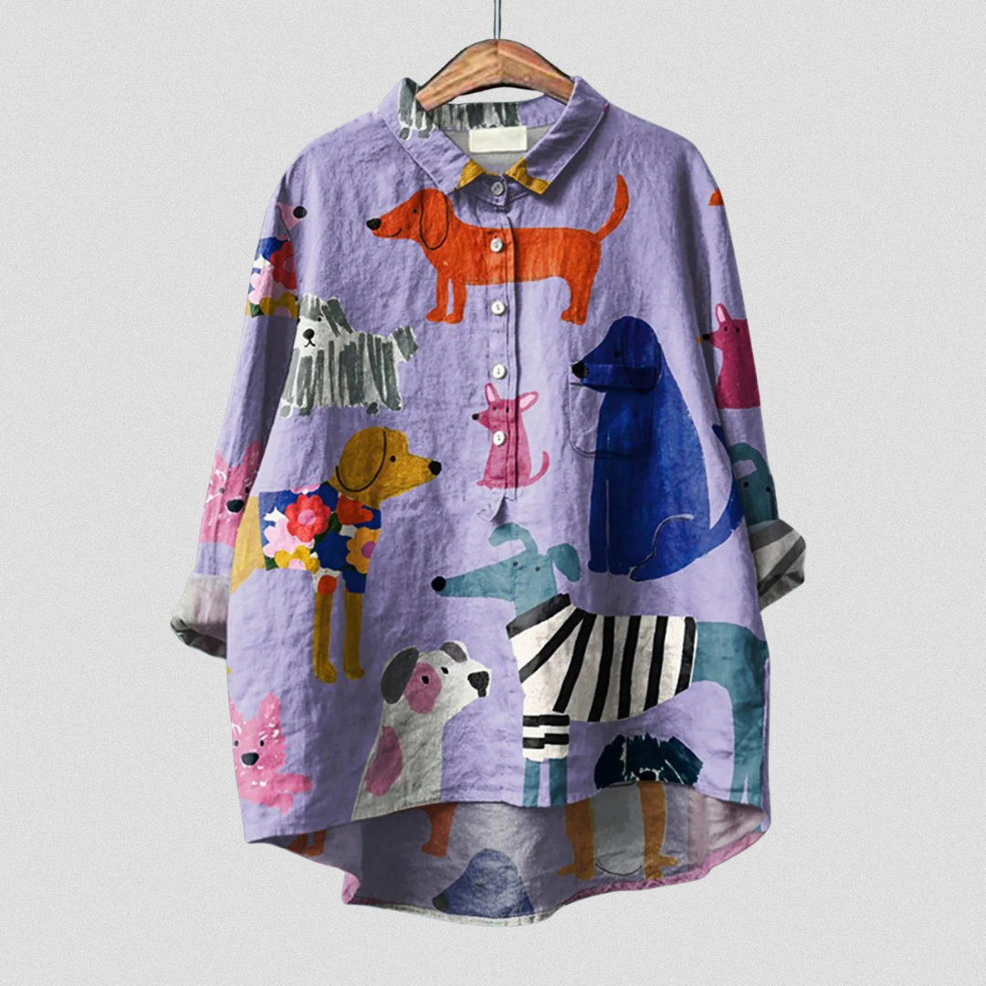 Paula | Camiseta Casual con Estampado de Perros