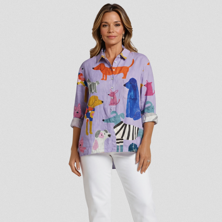 Paula | Camiseta Casual con Estampado de Perros