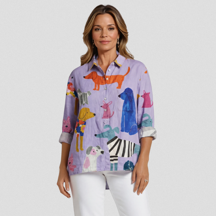 Paula | Camiseta Casual con Estampado de Perros