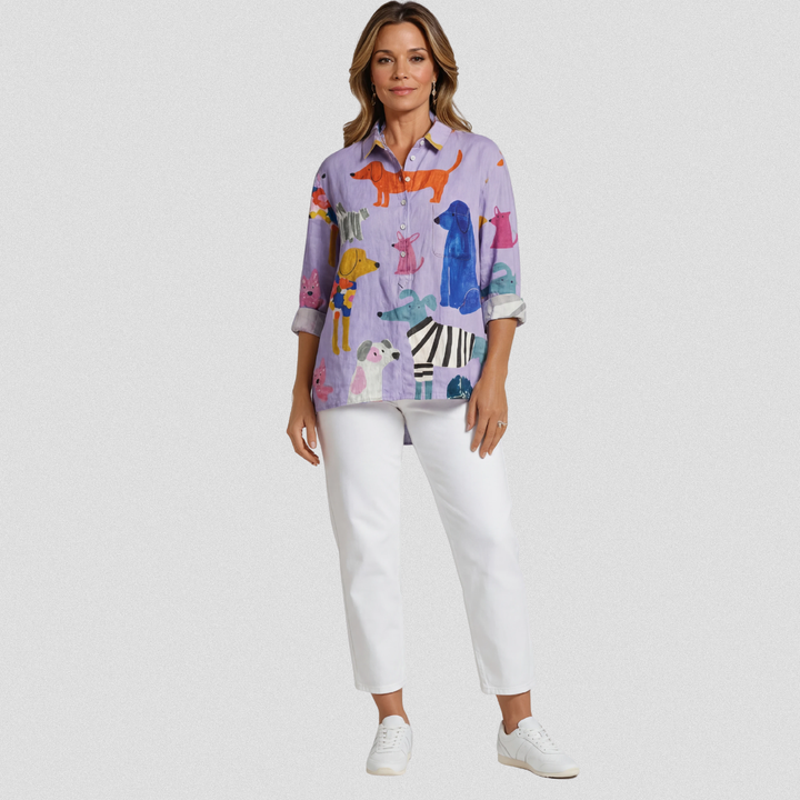 Paula | Camiseta Casual con Estampado de Perros