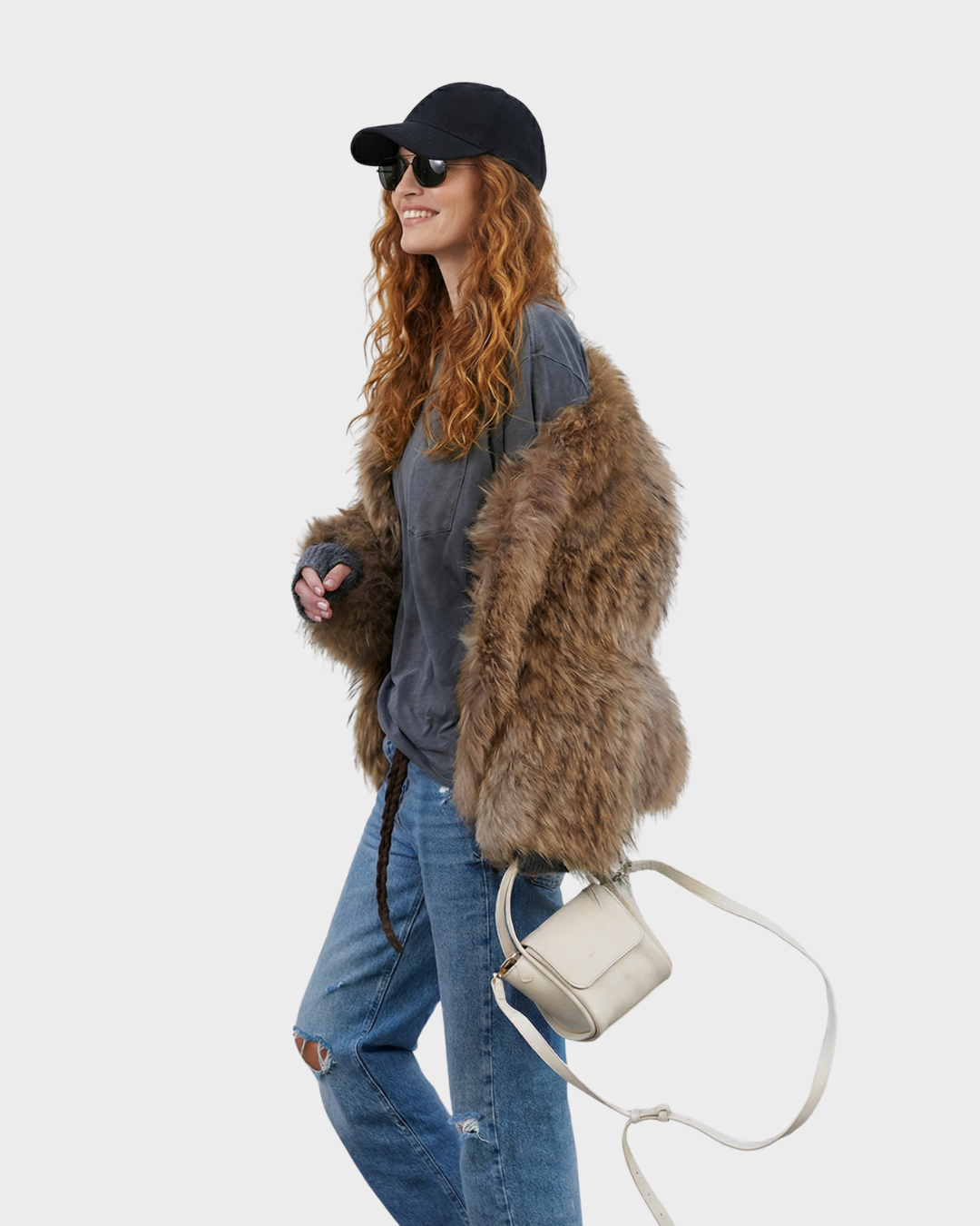 Chaqueta de pelo sintético para mujer